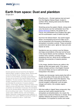 Earth from space: Dust and plankton