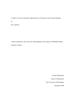 A Study of Various Nationalist Appropriations of Nietzsche