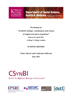 Scoping report for workshop on `Synthetic biology: containment and