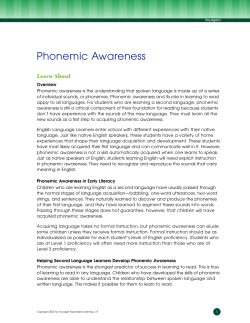 Phonemic Awareness - Seven Hills Charter Public School