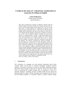 Cwellan in the name of: A diachronic consideration of synonyms for