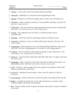 Literary Terms-Key - Copley