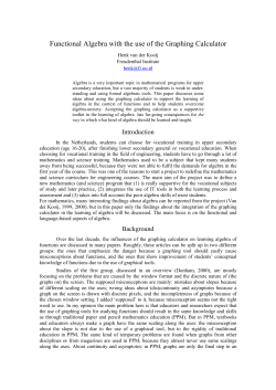 Functional Algebra with the use of the Graphing Calculator