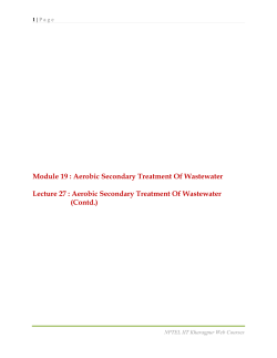 Aerobic Secondary Treatment Of Wastewater