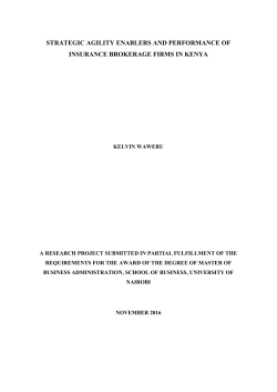 Strategic Agility Enablers and Performance of Insurance Brokerage