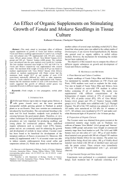 An Effect of Organic Supplements on Stimulating Growth of Vanda