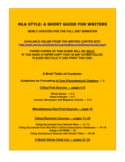 mla style: a short guide for writers - Wor