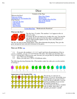 Contents of this Page What are the Dice? There are 30 Dice