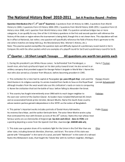 2010-2011 National History Bowl Prelim Practice Packet &ndash; Set A