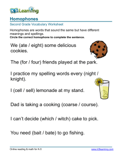 Vocabulary – 2nd grade homophones