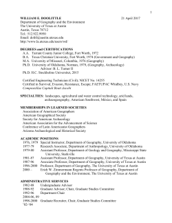 1 WILLIAM E. DOOLITTLE 21 April 2017 Department of Geography