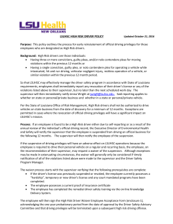 High Risk Driver Policy - LSU Health New Orleans