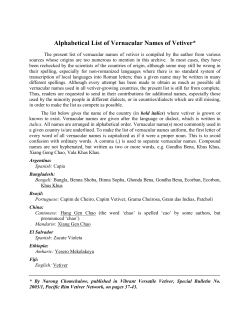 Alphabetical List of Vernacular Names of Vetiver