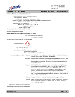 SAFETY DATA SHEET Mister Plumber Drain Opener