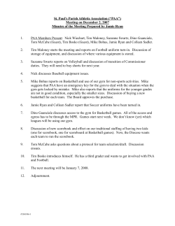 St. Paul`s Parish Athletic Association (“PAA”) Meeting on December