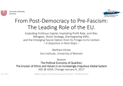From Post-Democracy to Pre-Fascism: The Leading Role of the EU.