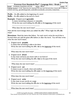 Language Arts &ndash; Grade 3 Prefix &ndash; An affix added to the beginning of