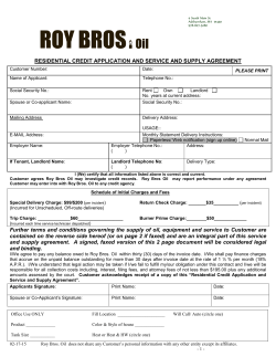 RESIDENTIAL CREDIT APPLICATION AND SERVICE