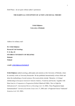 The Habitual Conception of Action and Social Theory