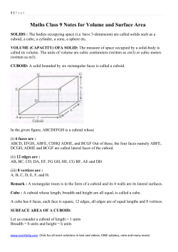 Maths Class 9 Notes for Volume and Surface Area
