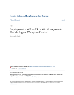 Employment at Will and Scientific Management: The Ideology of