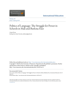 Politics of Language: The Struggle for Power in Schools in Mali and