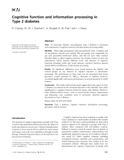 Cognitive function and information processing in Type 2 diabetes