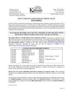 2016 W-2 Specifications for Electronic Filing EFW2 Format