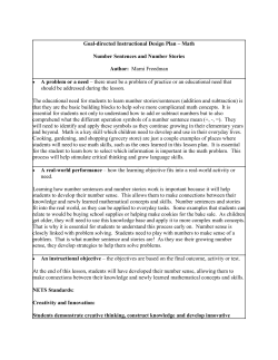Goal-directed Instructional Design Plan &ndash; Math Number Sentences