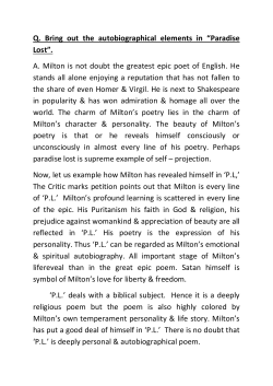 Q. Bring out the autobiographical elements in &ldquo;Paradise Lost&rdquo;. A