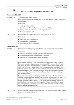 Past Questions on Lord of the Flies