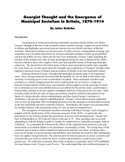 Georgist Thought and the Emergence of Municipal Socialism in