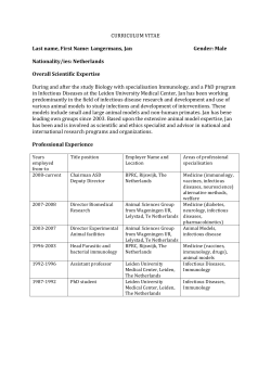 CURRICULUM VITAE Last name, First Name: Langermans, Jan