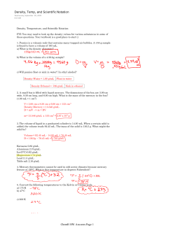Density, Temp, and Scientific Notation