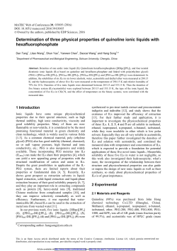 Determination of three physical properties of quinoline ionic liquids