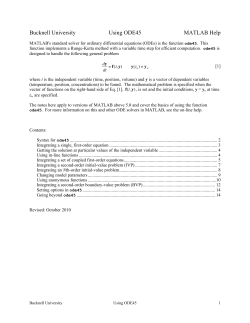 Bucknell University Using ODE45 MATLAB Help