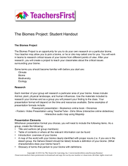 The Biomes Project: Student Handout