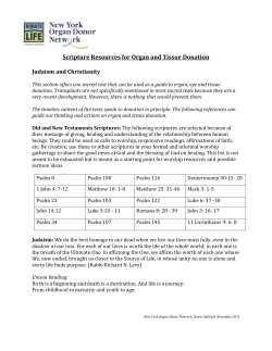 Scripture Resources for Organ and Tissue Donation