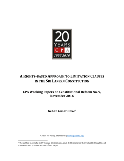 A Rights-based Approach to Limitation Clauses in the Sri Lankan