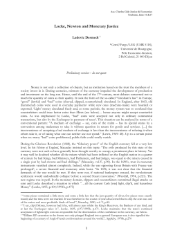Locke, Newton and Monetary Justice