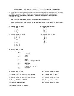 Doublets (or Word Identities or Word Ladders)