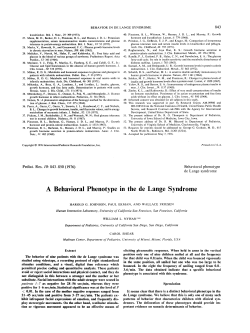 A Behavioral Phenotype in the de Lange Syndrome