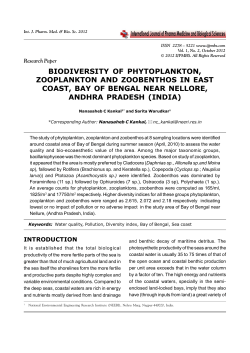 BIODIVERSITY OF PHYTOPLANKTON, ZOOPLANKTON AND