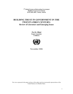 Building Trust in Government in the Twenty-First Century