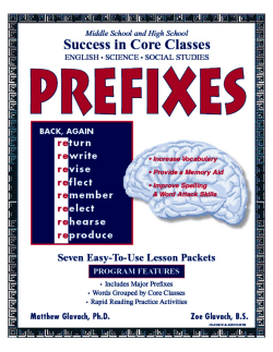 PREFIXES - Glavach and Associates. Reading Intervention