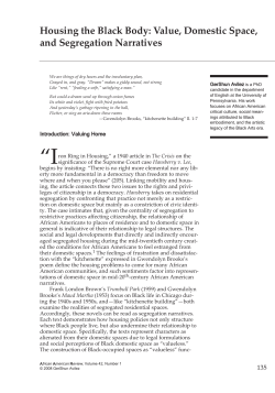 Housing the Black Body: Value, Domestic Space, and Segregation