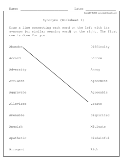 Synonyms (Worksheet 1)