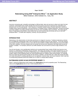 153-2011: Ratemaking Using SAS® Enterprise Miner™: An