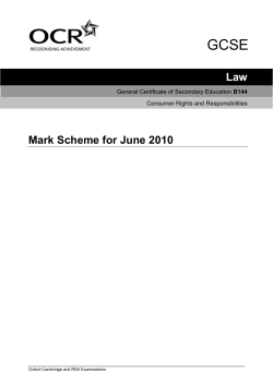 Mark scheme - Unit B144 - Consumer rights and