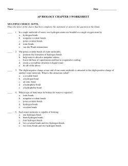 ExamView - AP Biology Chapter 3 Worksheet 2015.tst